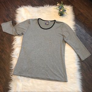 Papike People Gray Basic 3/4 Length Sleeve Top